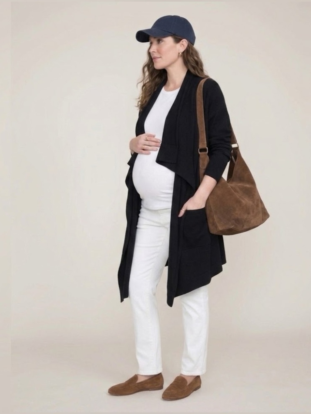 HATCH The Airplane Cardigan Black 100% Cashmere Draped Open Front Oversized O/S